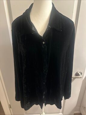 J. Jill Black Velvet Button-Front Shirt
